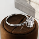 2 carat Elongated Cushion cut lab-grown diamond IGI certified, bezel engagement ring.