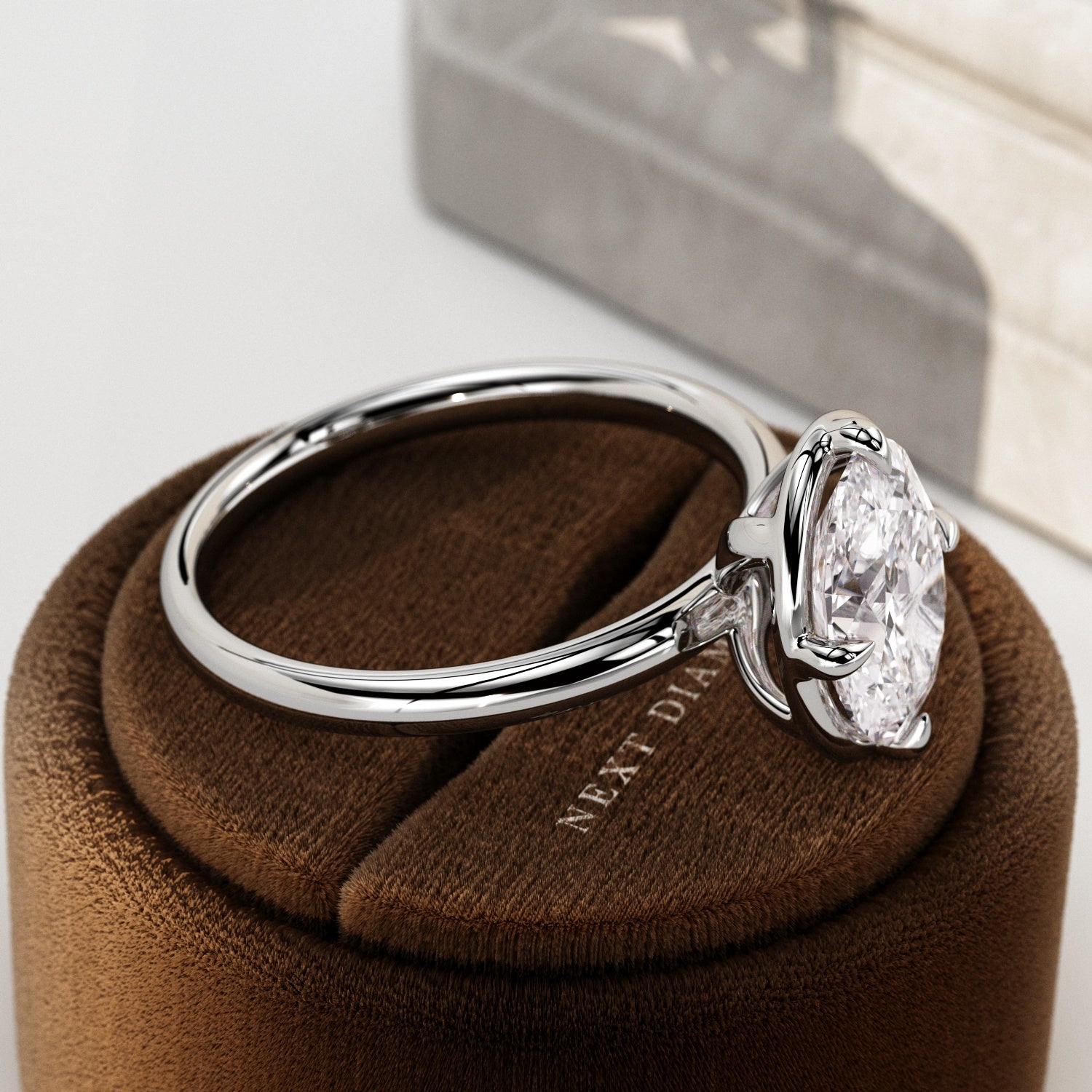 2 carat Elongated Cushion cut lab-grown diamond IGI certified, bezel engagement ring.