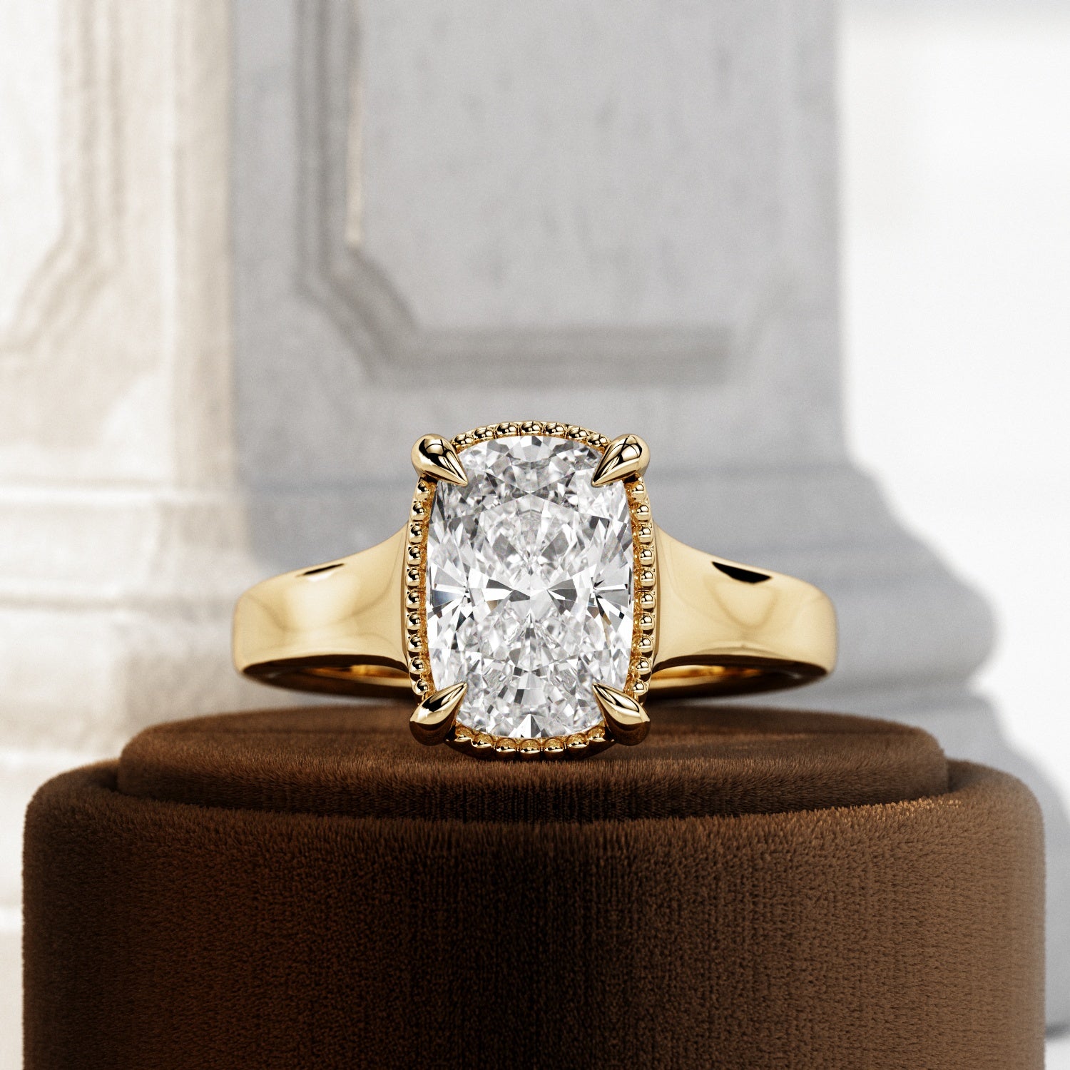 2 carat Cushion cut lab-grown diamond IGI certified, engagement ring.