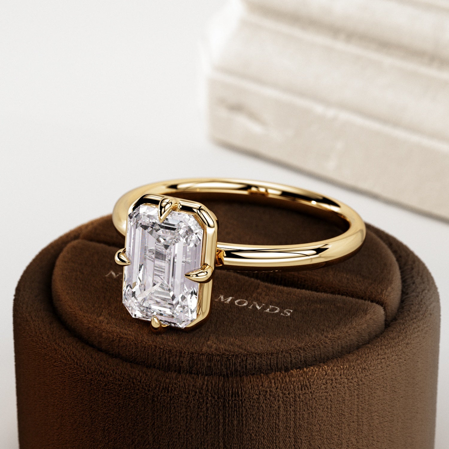 2 carat Elongated Cushion cut lab-grown diamond IGI certified, bezel engagement ring.