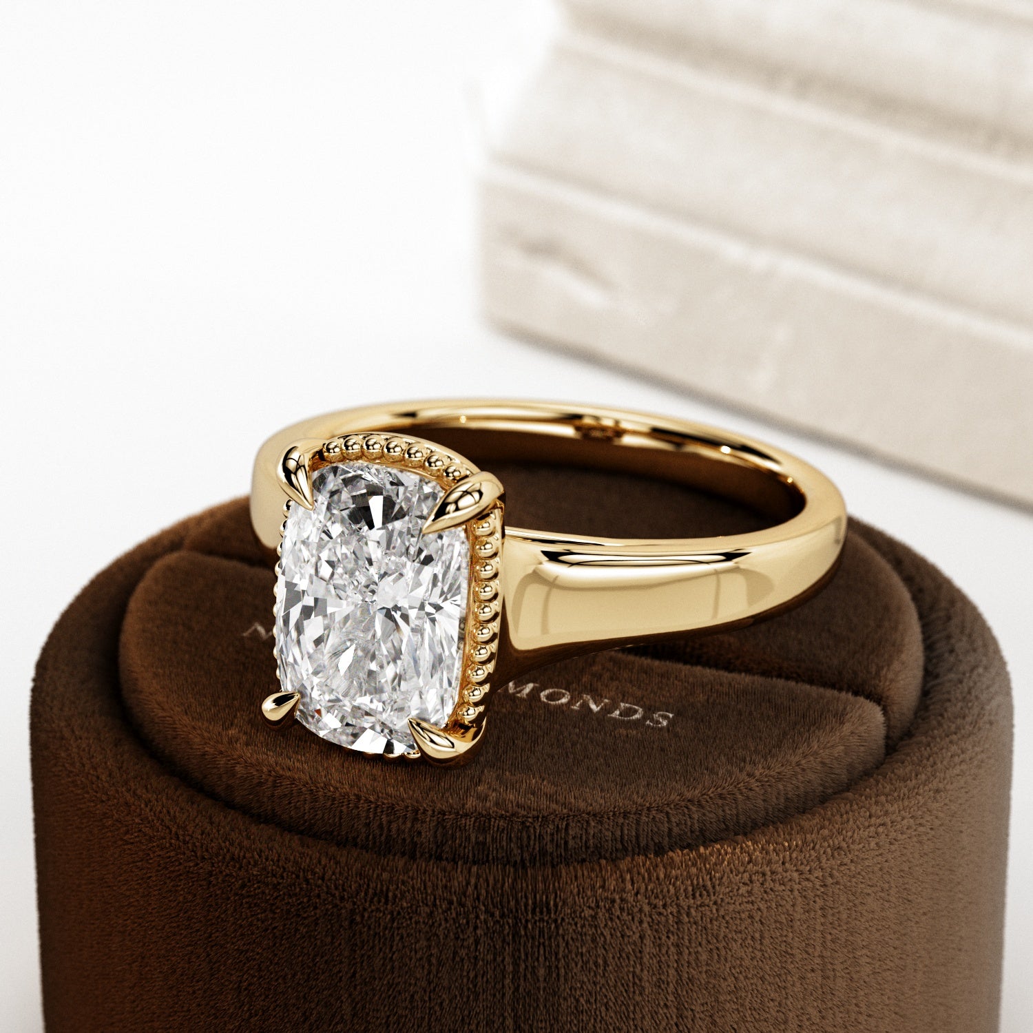 2 carat Cushion cut lab-grown diamond IGI certified, engagement ring.