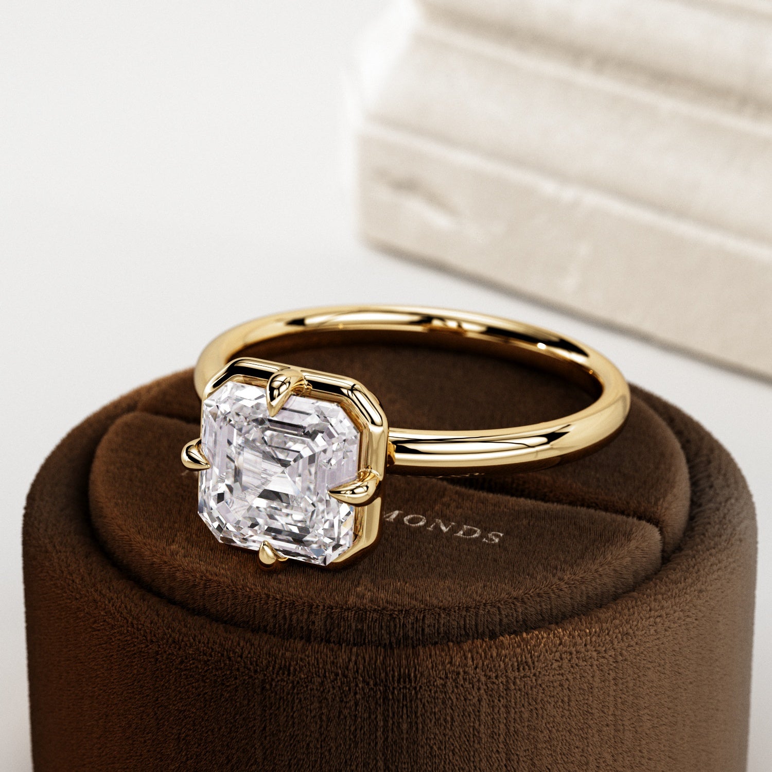 2 carat Elongated Cushion cut lab-grown diamond IGI certified, bezel engagement ring.