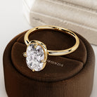 2 carat Elongated Cushion cut lab-grown diamond IGI certified, bezel engagement ring.