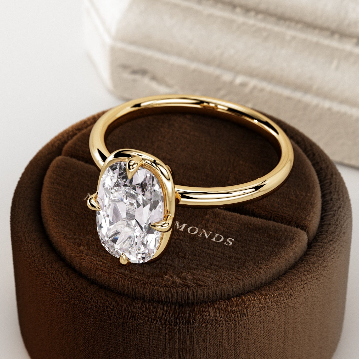 2 carat Elongated Cushion cut lab-grown diamond IGI certified, bezel engagement ring.