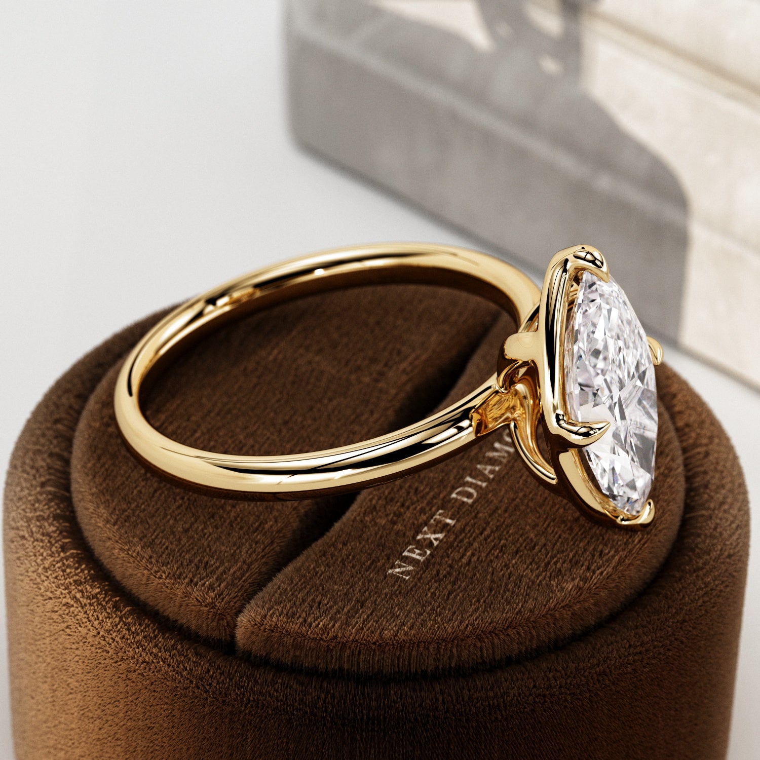 2 carat Elongated Cushion cut lab-grown diamond IGI certified, bezel engagement ring.