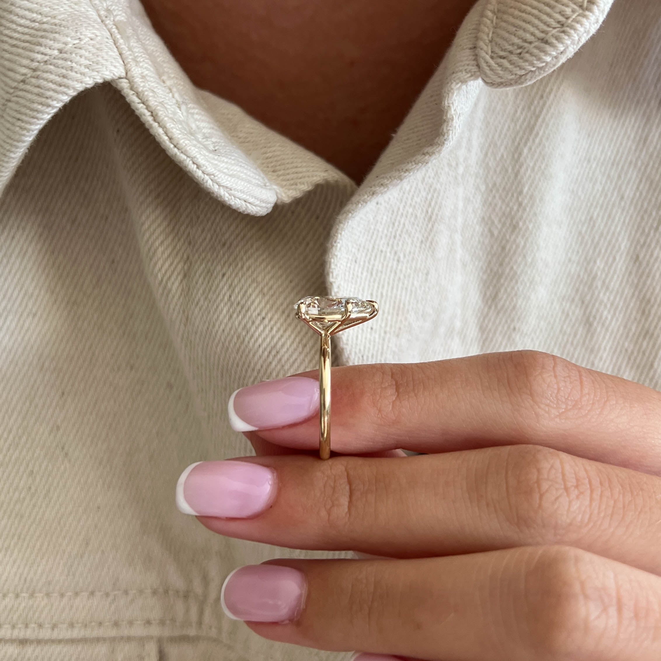 3 carat Pear cut lab-grown diamond IGI certified, solitaire engagement ring.