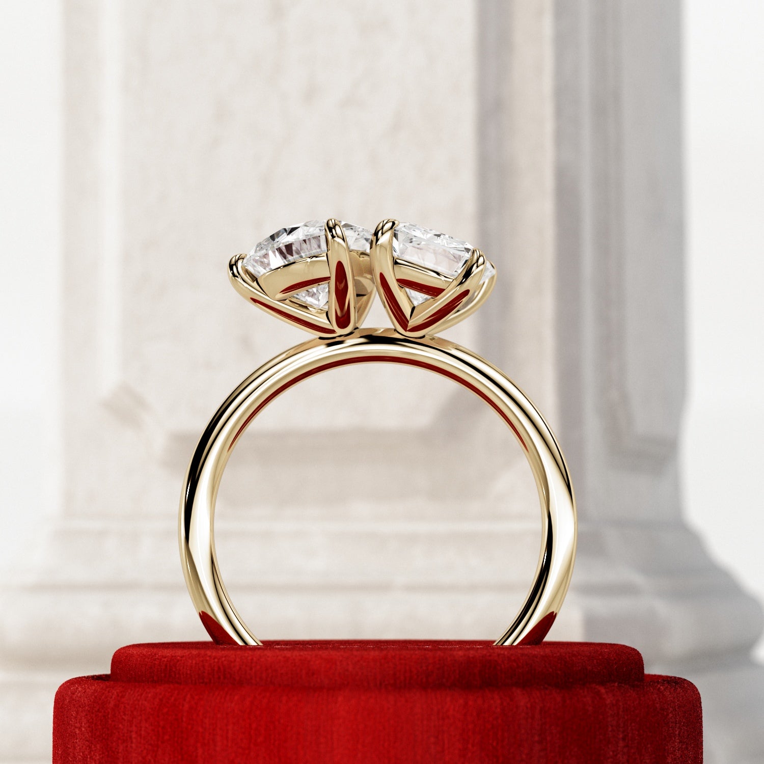 2 carat Pear cut lab-grown diamond IGI certified, toi et moi engagement ring.