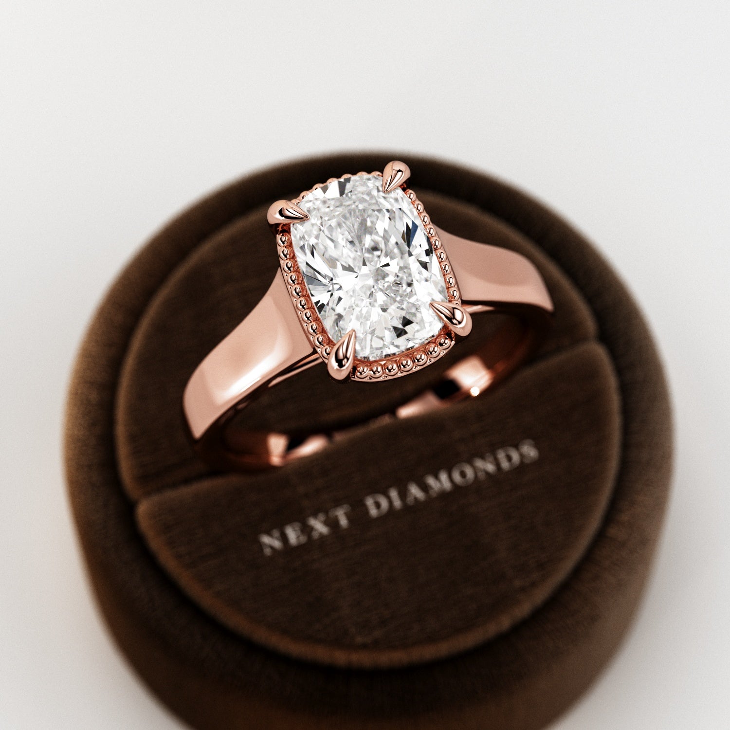 2 carat Cushion cut lab-grown diamond IGI certified, engagement ring.