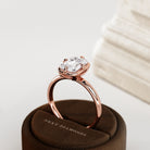 2 carat Elongated Cushion cut lab-grown diamond IGI certified, bezel engagement ring.