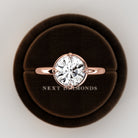 2 carat Elongated Cushion cut lab-grown diamond IGI certified, bezel engagement ring.