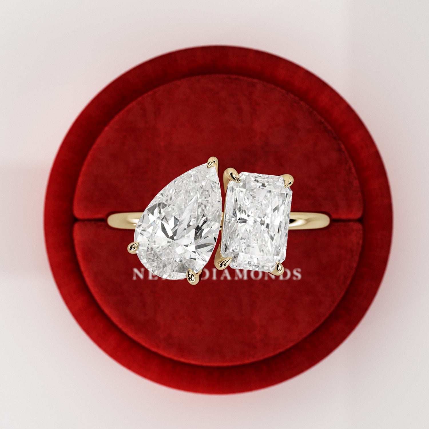 2 carat Pear cut lab-grown diamond IGI certified, toi et moi engagement ring.