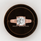 2 carat Cushion cut lab-grown diamond IGI certified, bezel engagement ring.