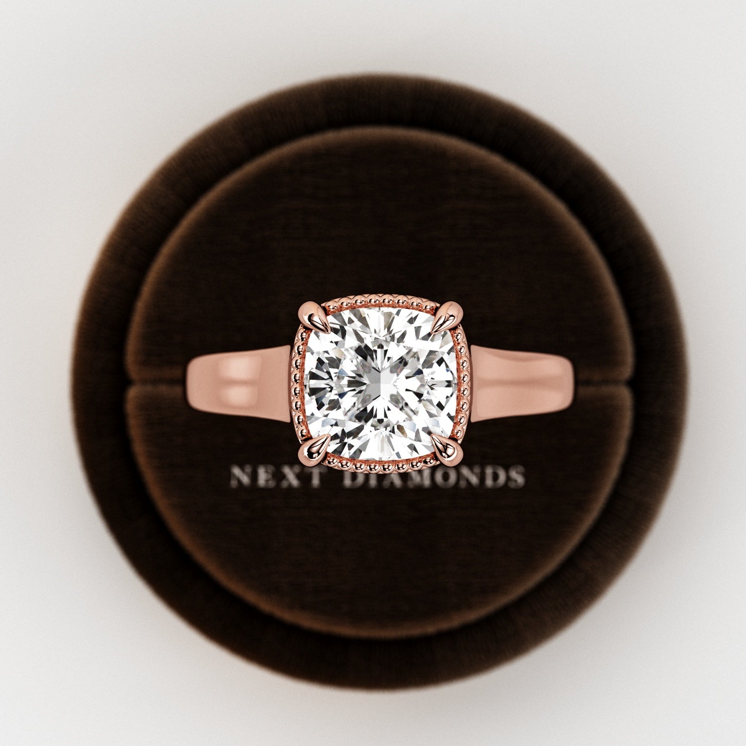 2 carat Cushion cut lab-grown diamond IGI certified, bezel engagement ring.