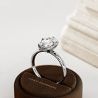 2 carat Elongated Cushion cut lab-grown diamond IGI certified, bezel engagement ring.