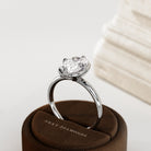2 carat Elongated Cushion cut lab-grown diamond IGI certified, bezel engagement ring.