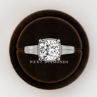 2 carat Cushion cut lab-grown diamond IGI certified, bezel engagement ring.