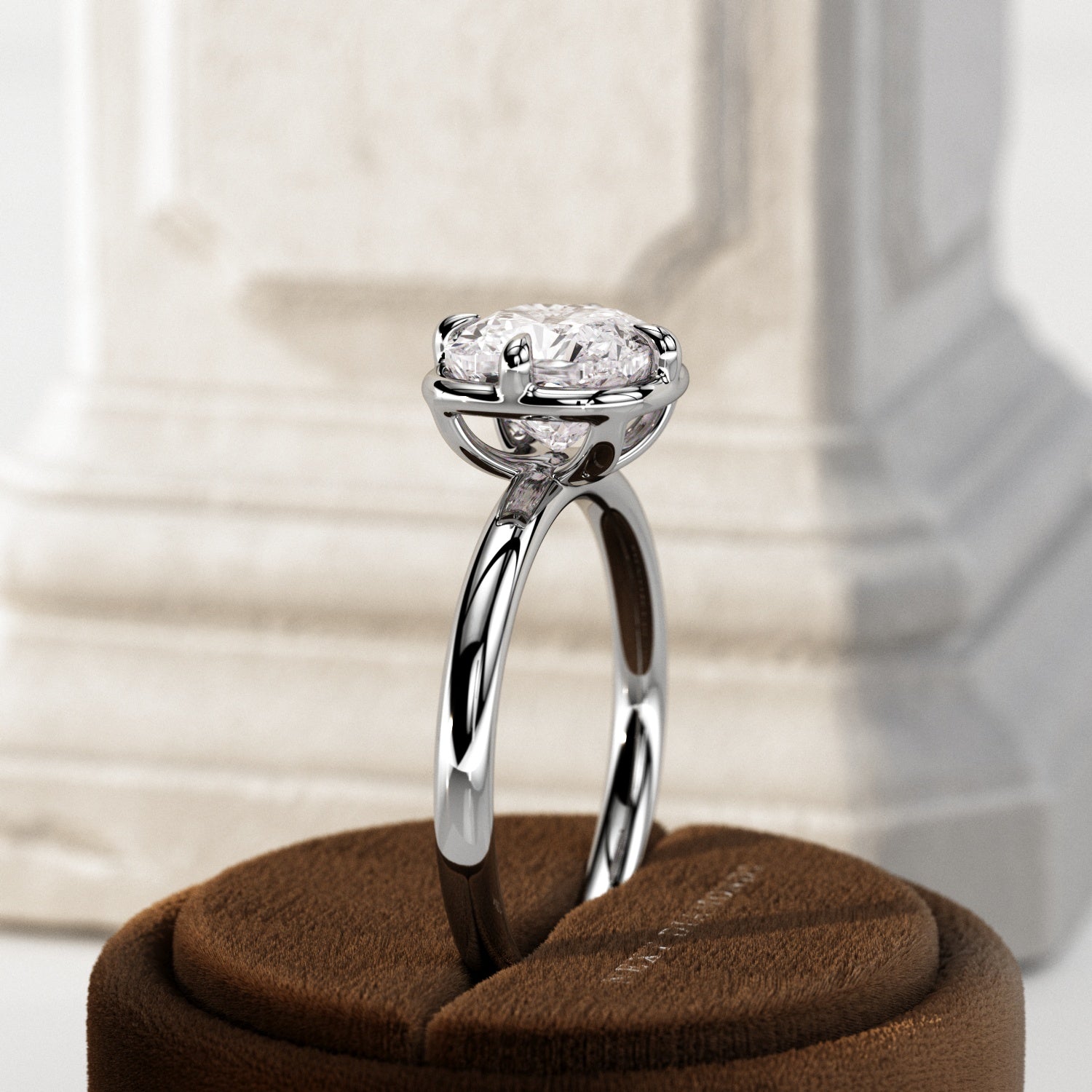 2 carat Cushion cut lab-grown diamond IGI certified, bezel engagement ring.