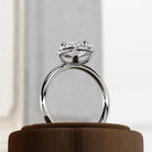 2 carat Elongated Cushion cut lab-grown diamond IGI certified, bezel engagement ring.