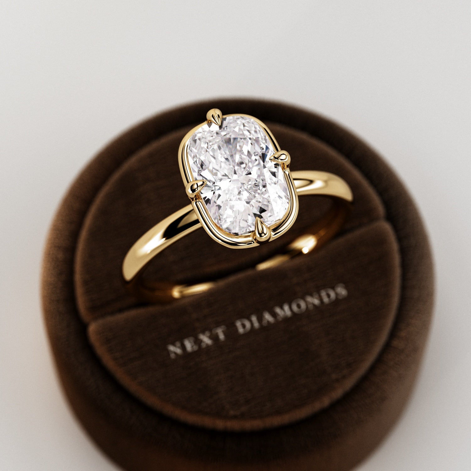 2 carat Elongated Cushion cut lab-grown diamond IGI certified, bezel engagement ring.