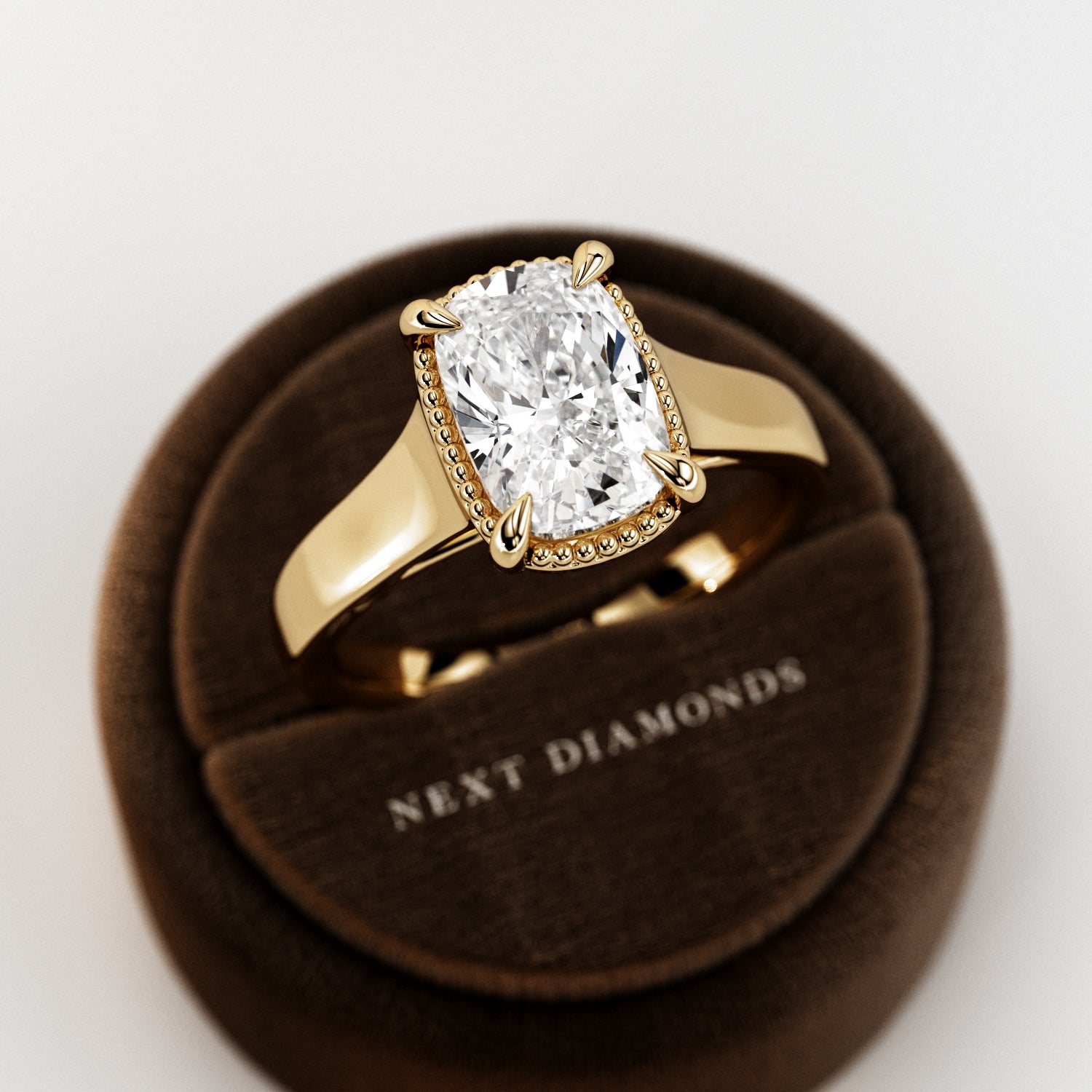 2 carat Cushion cut lab-grown diamond IGI certified, engagement ring.