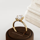 2 carat Elongated Cushion cut lab-grown diamond IGI certified, bezel engagement ring.