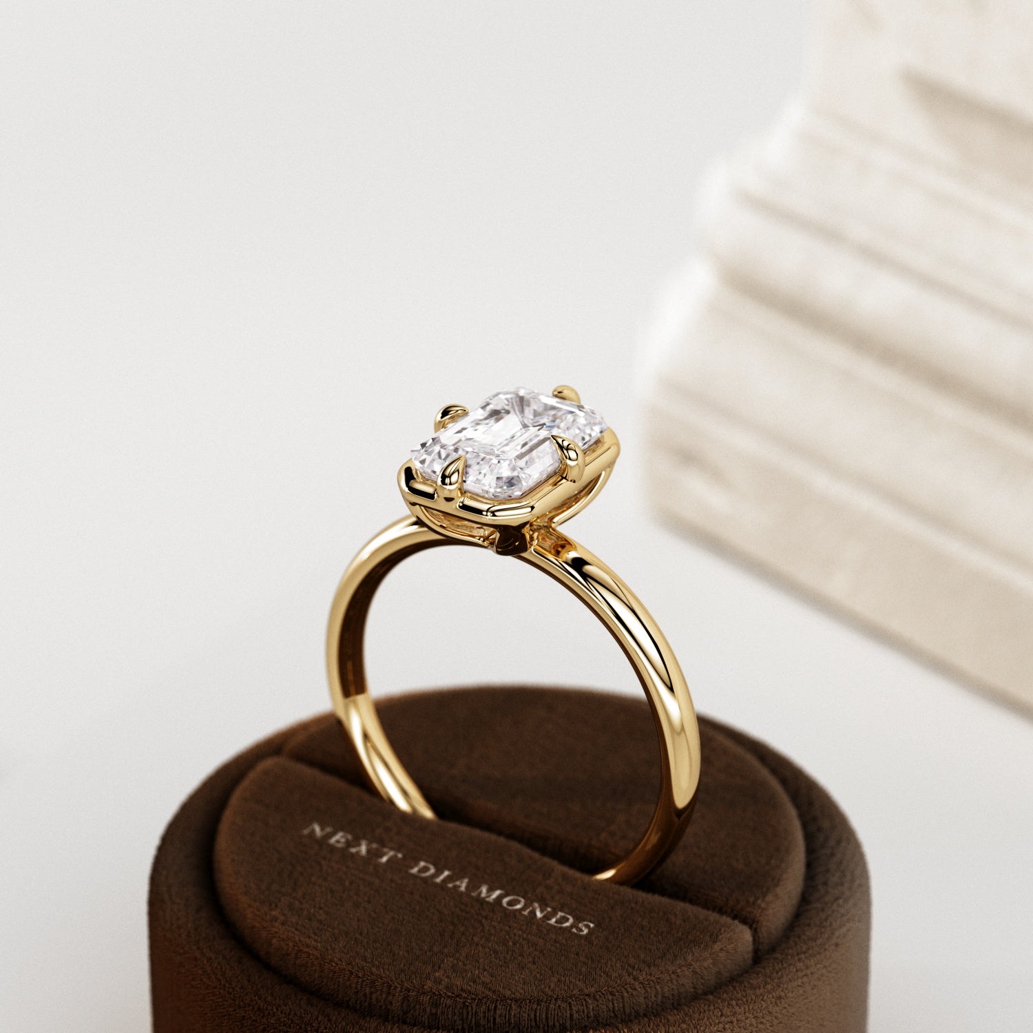 2 carat Elongated Cushion cut lab-grown diamond IGI certified, bezel engagement ring.