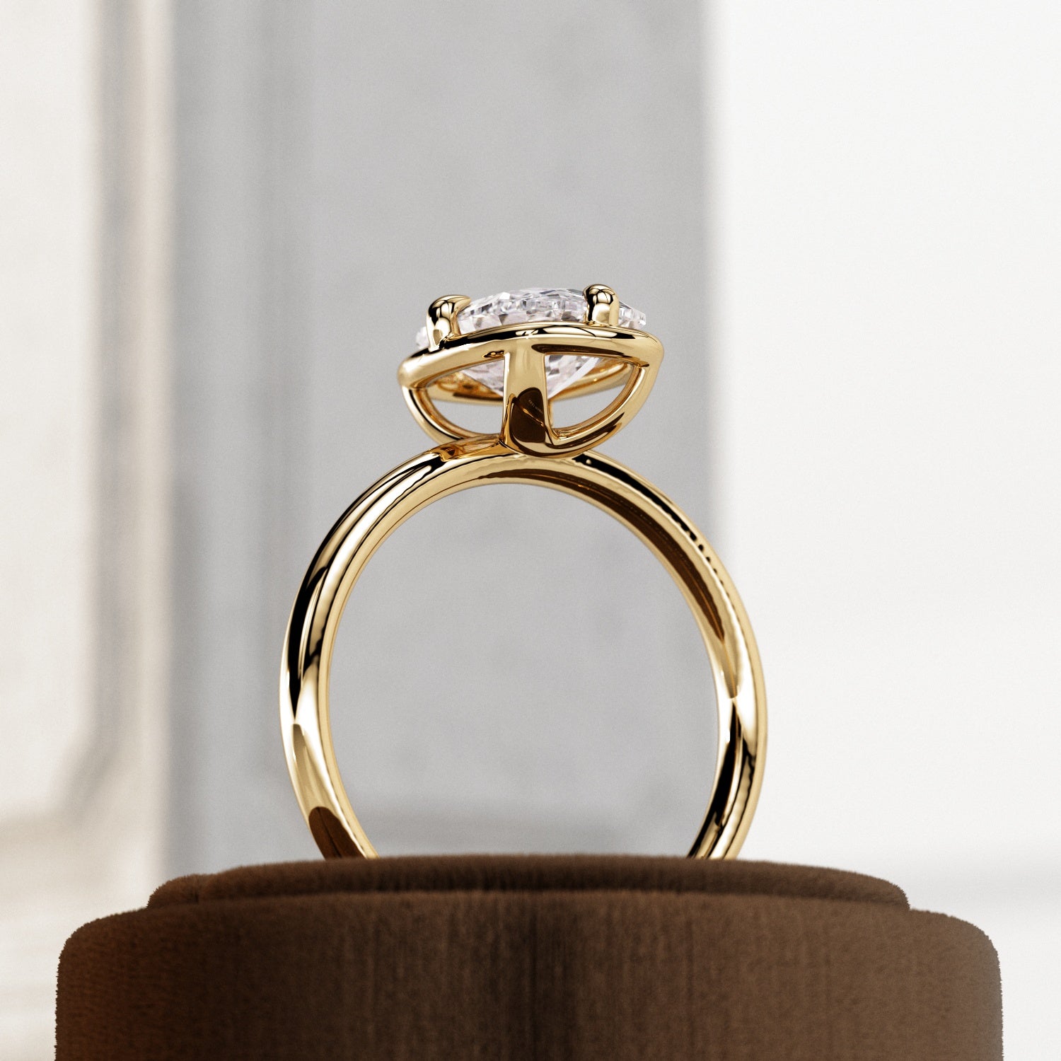 2 carat Elongated Cushion cut lab-grown diamond IGI certified, bezel engagement ring.
