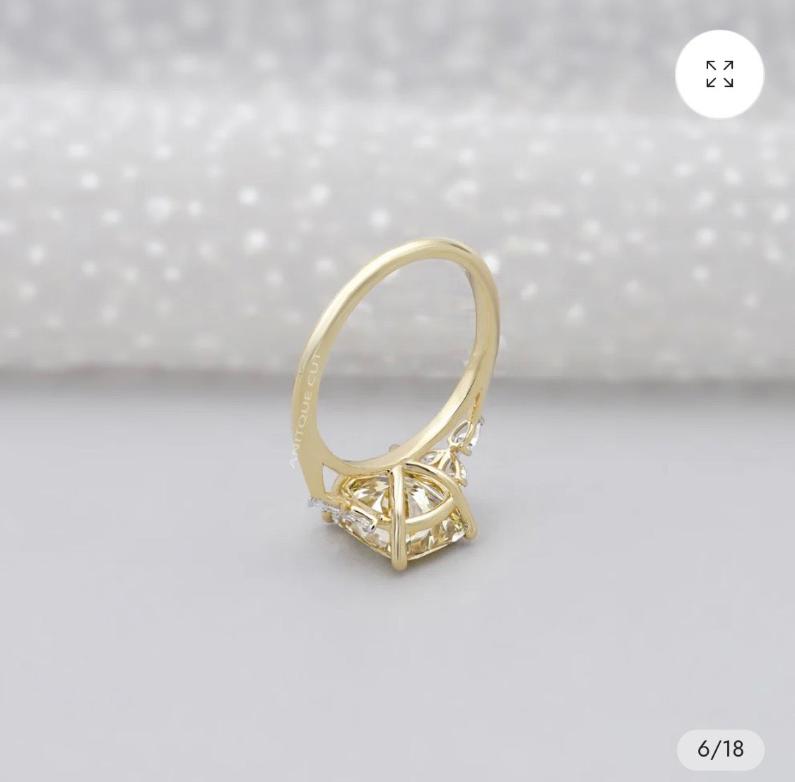 2 carat Elongated Cushion cut lab-grown diamond IGI certified, side stones engagement ring.