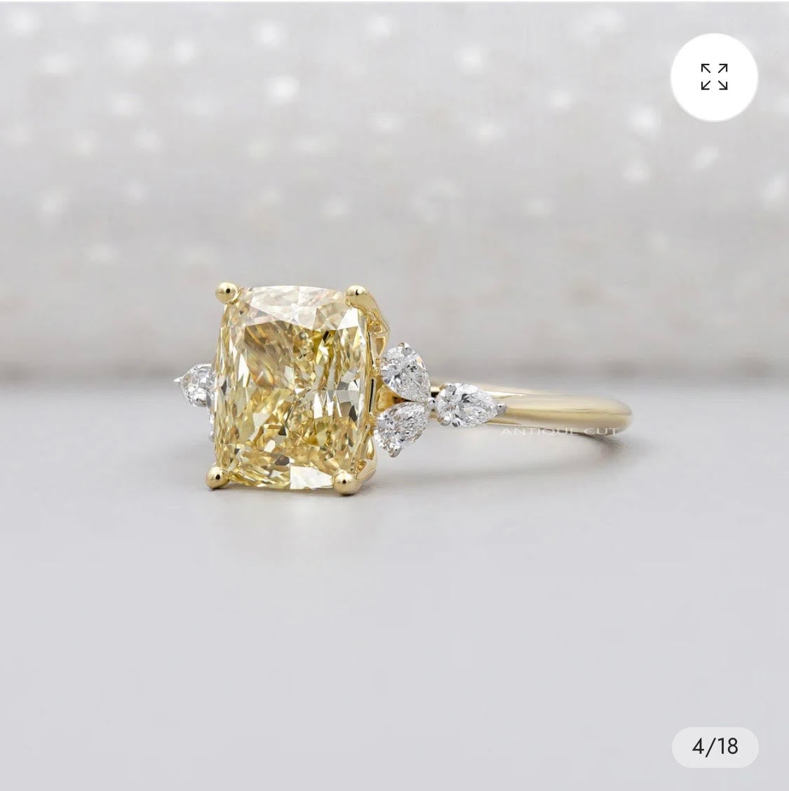 2 carat Elongated Cushion cut lab-grown diamond IGI certified, side stones engagement ring.